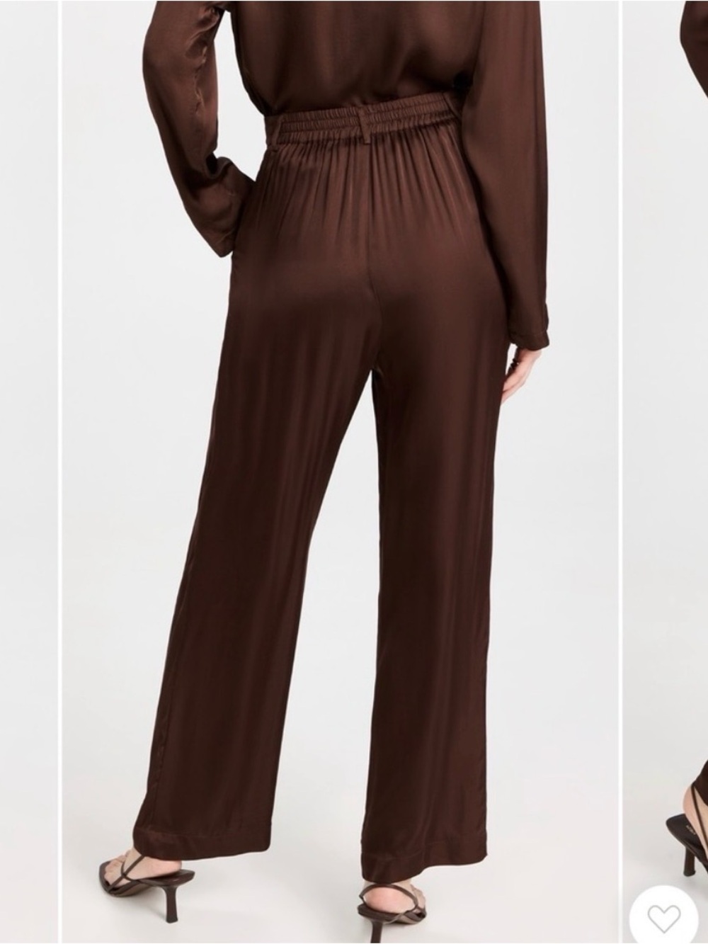 DONNI. Silky Wide-Leg Brown Pants - Picture 5 of 6
